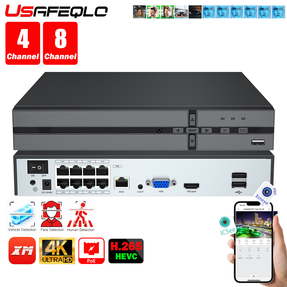 Home Security And Cameras - Detección facial H.265 8ch * 4K