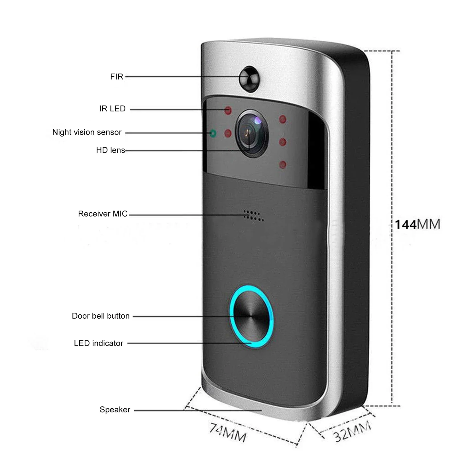 Timbre de puerta con vídeo V5, - Home Security Doorbell Camera reseña y precio