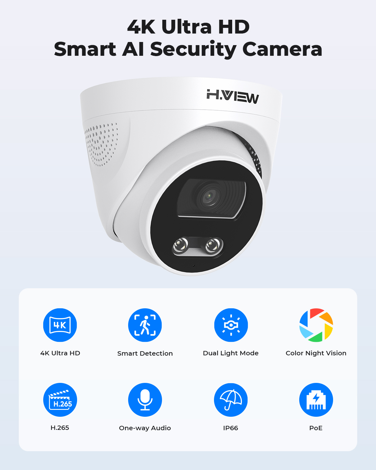 H.View-cámara Ip Poe de 8Mp, v - Home Security Ai reseña y precio