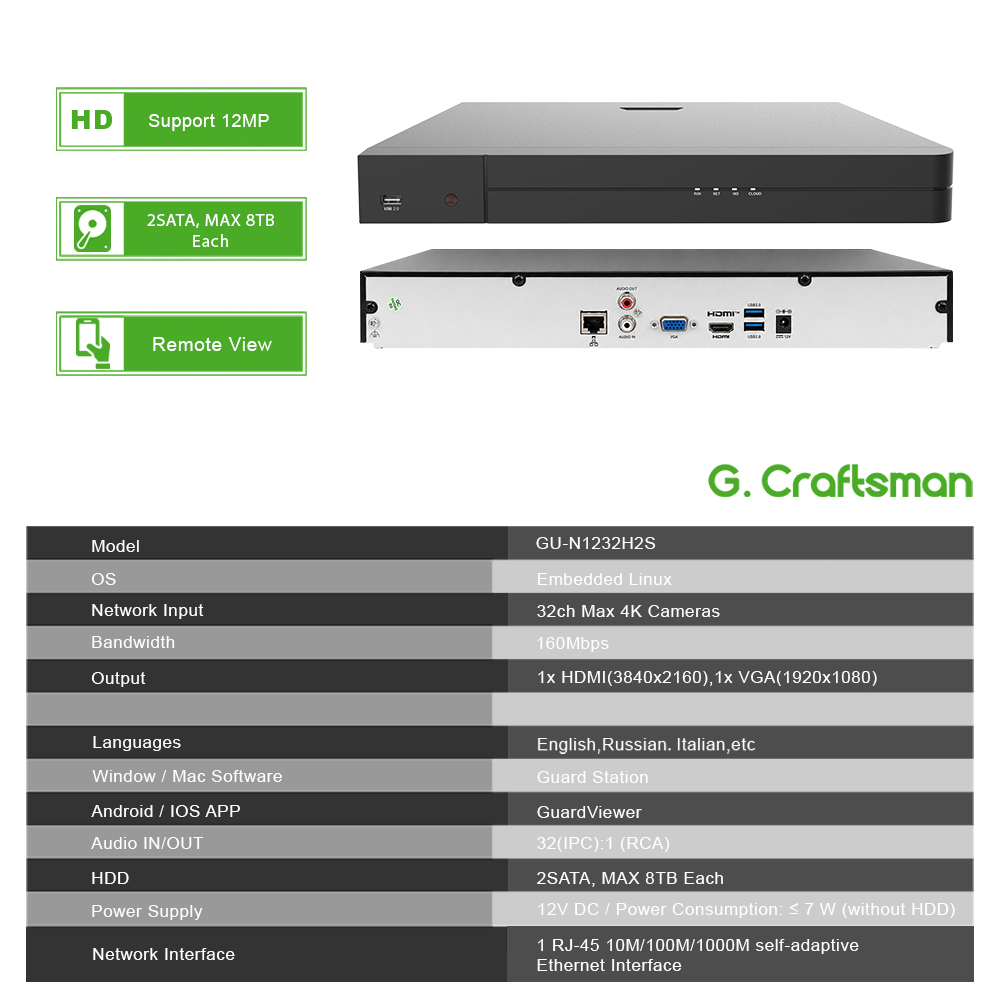 UNI 32CH NVR 12MP registrador  - Home Security And Cameras reseña y precio