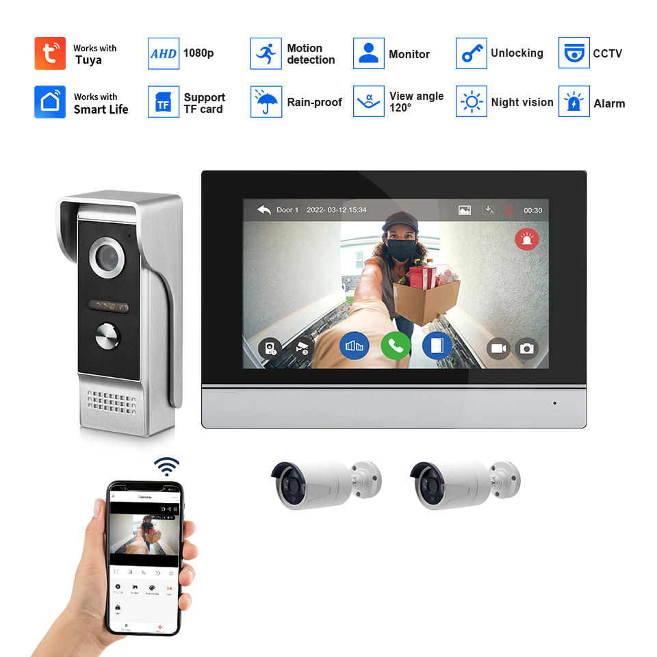 Pantalla IPS de 7 pulgadas, 2M - Home Security Doorbell Camera reseña y precio